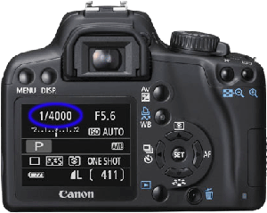 Kamera med vald exponeringstid markerad