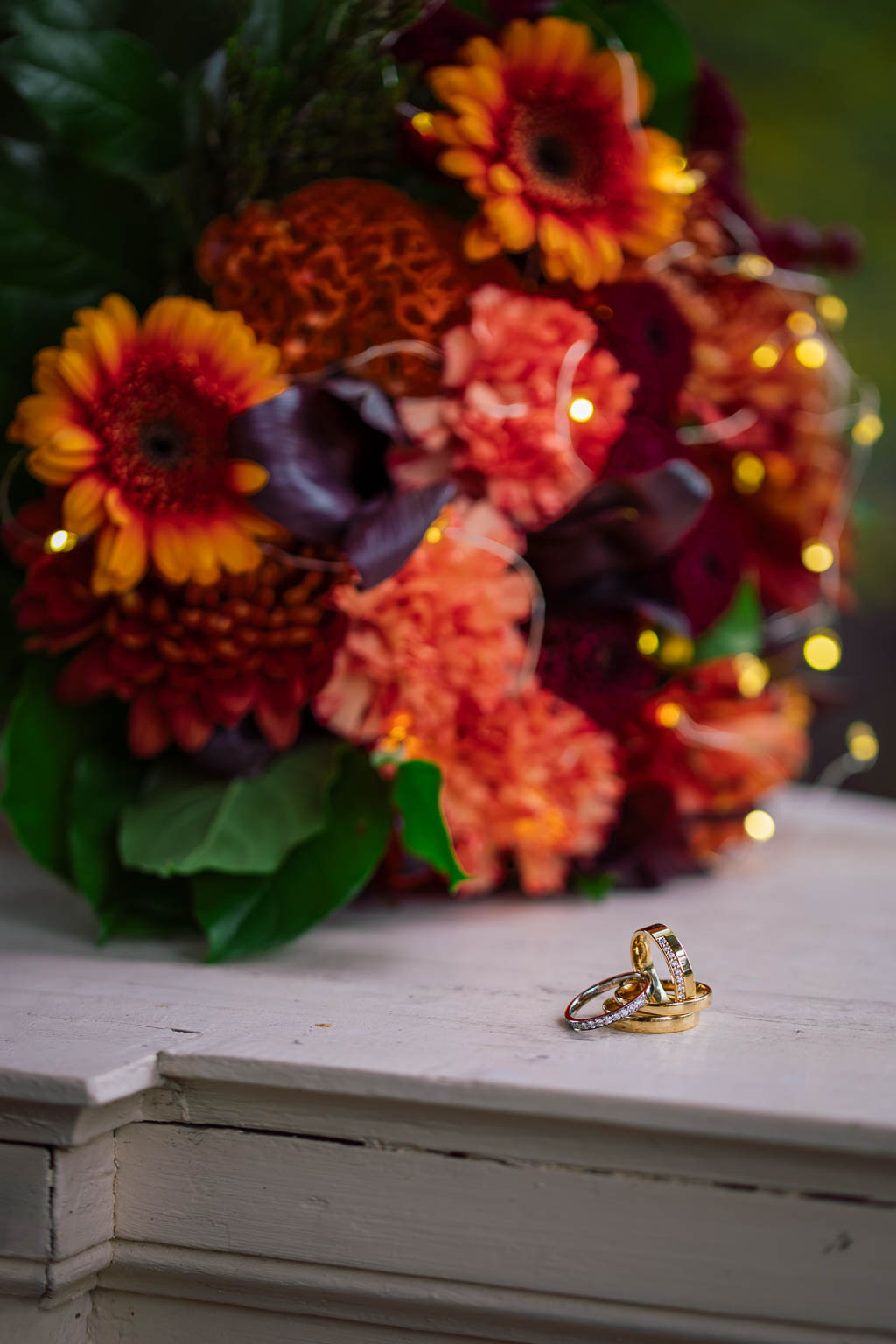 Brudbukett och ringar